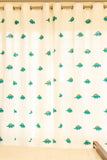 Hand Block Print Dinosaur Cotton Curtain in Turquoise and Green for Kid's bedroom - STANDARD FABRIC-SINGLE Piece
