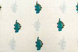 Hand Block Print Dinosaur Cotton Curtain in Turquoise and Green for Kid's bedroom - STANDARD FABRIC-SINGLE Piece