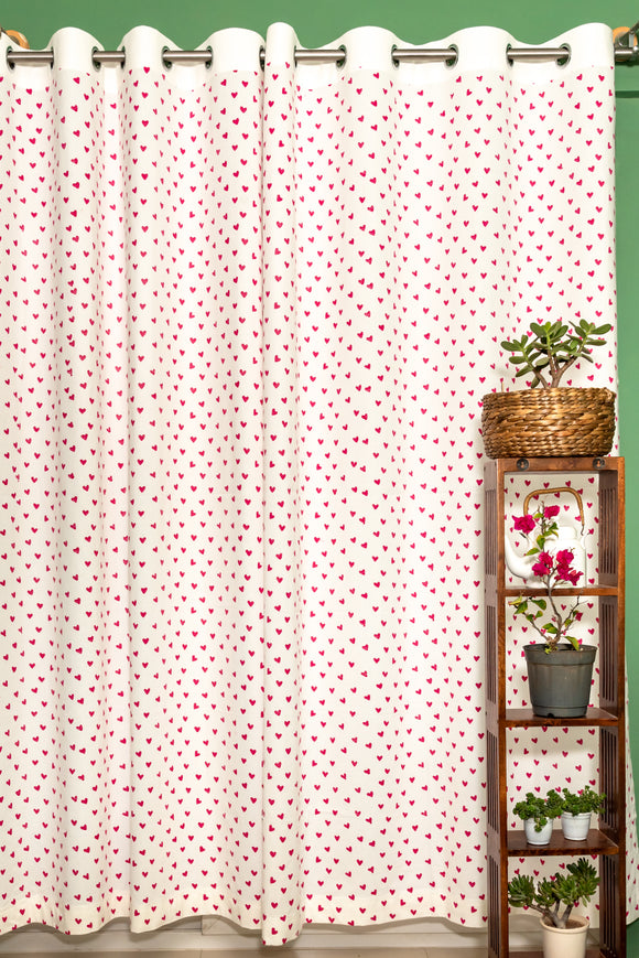 Hand Block Printed Little Heart Motif Curtains for kid's room