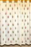 Hand Block Printed Pallavi Print Curtains in Red, Green and Mustard