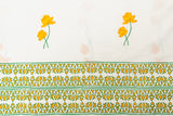 Hand Block Print Yellow Lotus Cotton Curtain - SINGLE
