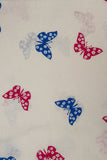 Hand Block Print Pink and Blue Butterfly Print Cotton Curtain