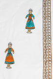 Hand Block Print Doll Curtain Turquoise / Orange - SINGLE