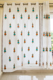 Hand Block Print Doll Curtain Turquoise / Orange
