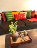 Maroon Ajrak Cotton Cushion Cover