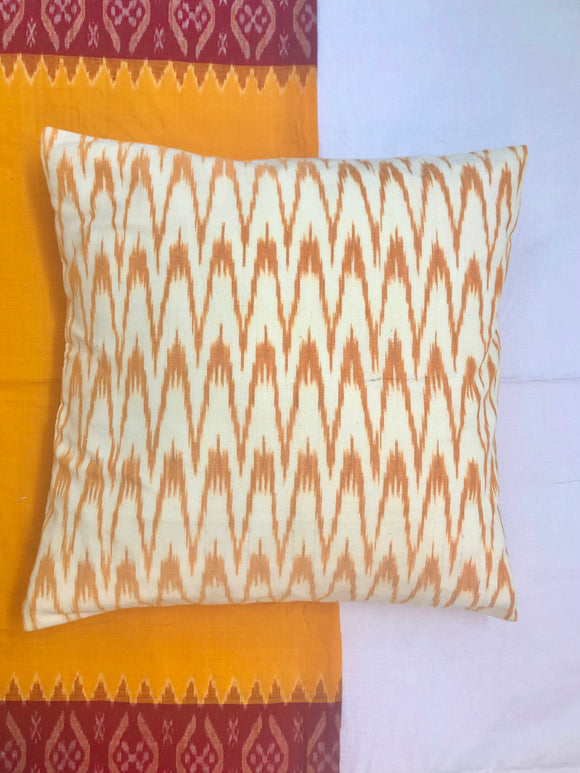 Yellow and White Ikat Cushion Cover