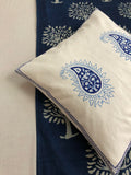 Hand Block Print Indigo Paisley Print Cotton Cushion Cover