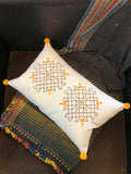 Hand Block Print Kollam Print Cotton Cushion Cover (DarkBrown and Mustard)
