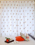 Red Rose Embroidered Cotton Curtain