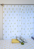 Yellow Rose Embroidered Cotton Curtain