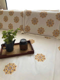 Hand Block Print Mandala Print Brown and Mustard Cotton Bed Sheet