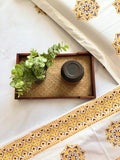Hand Block Print Mandala Print Brown and Mustard Cotton Bed Sheet