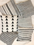 Hand Block Print Monochrome Stripes Cotton Cushion Cover